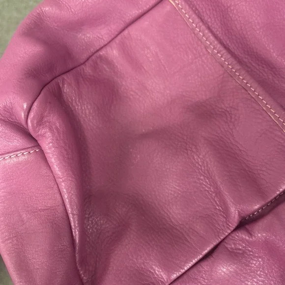 LEVENGER Purple Canvas Brown Leather Medium Pocket Tote Bag Purse - Picture 5 of 9